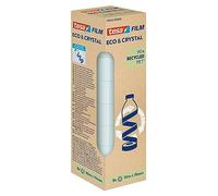 tesa film eco & crystal Cinta Adhesiva Transparente de Plástico PET reutilizado, Resistente al Rasgado, con una Fuerte Capacidad de Adhesión, Set con Dispensador de Mesa, 1 Rollo de 10 m x 19 mm
