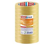 tesa Cinta adhesiva film standard, multiuso transparente, 66 m x 15 mm, 10 piezas