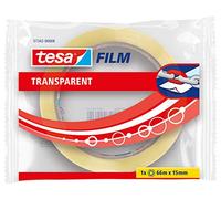 tesa film transparente, Cinta Autoadhesiva Resistente al Paso del Tiempo y al Rompimiento, Cinta de Oficina con Fuerte Adhesión, 66 m x 15 mm