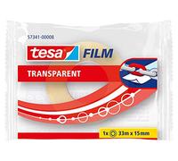 tesa film transparente, Cinta Autoadhesiva Resistente al Paso del Tiempo y al Rompimiento, Cinta de Oficina con Fuerte Adhesión, 33 m x 15 mm