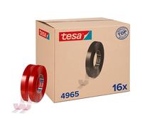tesa fix 4965 - Cinta adhesiva de montaje (16 unidades, PVC, doble cara, ideal para montaje industrial, 16 rollos de 50 m x 15 mm)