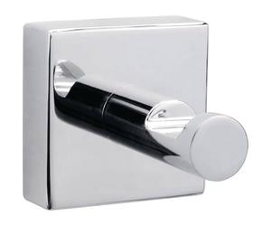 tesa HUKK - Gancho adhesivo cromado redondo para baño sin taladrar, incluye solución adhesiva, 52 mm x 41 mm x 41 mm