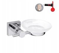 Tesa Hukk - Jabonera (montaje en pared, cromado, satinada (extraíble), incluye klebel ösung, 51 mm x 110 mm x 131 mm)