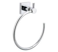 tesa HUKK Toallero de aro cromado - Anillo ovalado - para montaje en pared sin taladrar, incluye solución adhesiva - 177 mm x 200 mm x 70 mm