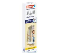 tesa® Insect Stop ALU Comfort - Mosquitera para Ventanas con Marco de Aluminio Ajustable - Montaje sencillo con tecnología Easy-Fit - Sin Perforaciones - 140 cm x 150 cm - Blanco