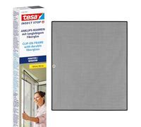 tesa Insect Stop Clip On - Mosquitera de Ventana con Marco Desmontable - Recortable a Medida - Malla Resistente de Fibra de Vidrio - Clips Autoadhesivos - 1 x 1,2 m - Antracita