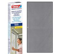 tesa Insect Stop Clip On - Mosquitera de Ventana con Marco Desmontable - Recortable a Medida - Malla Resistente de Fibra de Vidrio - Clips Autoadhesivos - 1,2 x 2,4 m - Antracita