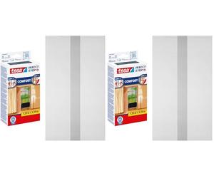 tesa Insect Stop Comfort - Mosquitera Adhesiva para Puertas - Malla Flexible Anti Insectos para Puertas de Balcón y Patios - Sistema Easy-On/Easy-Off - Gris Antracita (Paquete de 2)