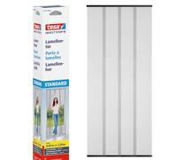 tesa Insect Stop Cortinas STANDARD para Puertas, Mosquitera de 4 Piezas con Cinta Adhesiva de Gancho y Bucle, Sin Necesidad de Taladrar, Gris Antracita, 95 cm x 220 cm