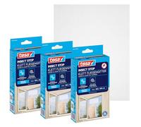 tesa Insect Stop Malla Mosquitera STANDARD para Ventanas en Paquete de 3 - Mosquitera Autoadhesiva - Recortable al Tamaño Deseado - Blanca, 130 cm x 150 cm