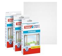 tesa Insect Stop Malla Mosquitera STANDARD para Ventanas en Paquete de 3 - Mosquitera Autoadhesiva - Recortable al Tamaño Deseado - Blanca, 110 cm x 130 cm