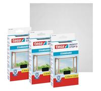 tesa Insect Stop Malla Mosquitera STANDARD para Ventanas - Mosquitera Autoadhesiva - Recortable al Tamaño Deseado - Gris Antracita, 3x 110 cm x 130 cm