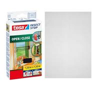 tesa INSECT STOP H&L Fly Screen Open/Close Premium for Windows - mosquitera abrir/cerrar, sin taladrar, antracita - 130 x 150 cm