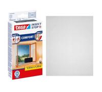 tesa Mosquitera Insect Stop COMFORT – Autoadhesiva, Cierre de gancho y bucle, Gris 130×130 cm