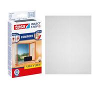tesa Insect Stop Malla Mosquitera COMFORT para Ventanas - Mosquitera Autoadhesiva con Cierre de Gancho y Bucle - Tela Antimosquitos - Gris Antracita, 100 cm x 100 cm