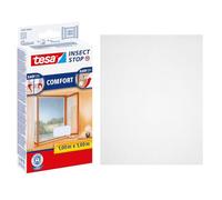 tesa Insect Stop Malla Mosquitera COMFORT para Ventanas - Mosquitera Autoadhesiva con Cierre de Gancho y Bucle - Tela Antimosquitos - Blanca, 100 cm x 100 cm