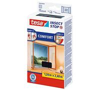 tesa Insect Stop Malla Mosquitera COMFORT para Ventanas Francesas - Mosquitera Autoadhesiva sin Necesidad de Taladrar - Gris Antracita, 120 cm x 240 cm