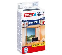 tesa Insect Stop Malla Mosquitera COMFORT para Ventanas - Mosquitera Autoadhesiva con Cierre de Gancho y Bucle - Tela Antimosquitos - Gris Antracita, 130 cm x 150 cm