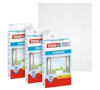 tesa Insect Stop Malla Mosquitera STANDARD para Ventanas en Paquete de 3 - Mosquitera Autoadhesiva - Recortable al Tamaño Deseado - Blanca, 100 cm x 100 cm