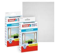 tesa Insect Stop Malla Mosquitera STANDARD para Ventanas - Paquete de 2 - Mosquitera Autoadhesiva - Recortable al Tamaño Deseado - Gris Antracita, 2x 150 cm x 180 cm