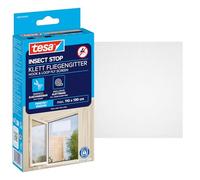 tesa INSECT STOP Mosquitera gancho-bucle - 110 x 130 cm - Blanco | Mosquitera recortable para ventanas - montaje sin taladro, cinta autoadhesiva de gancho y bucle - lavable