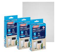 tesa INSECT STOP Mosquitera gancho-bucle - 3x 130 x 150 cm - Antracita | Mosquitera de 3 piezas recortable para ventanas - montaje sin taladro, cinta autoadhesiva de gancho y bucle - lavable