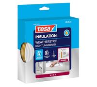 tesa INSULATION L Cinta de sellado - 25 m x 9 mm x 5,5 mm - Blanca | Junta de goma autoadhesiva para aislar ventanas y puertas - protección contra el frío, el calor, el ruido y la humedad