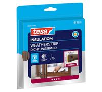 tesa INSULATION L junta de goma - Junta autoadhesiva para el aislamiento de huecos en ventanas y puertas - Marrón - 10 m x 9 mm x 5,5 mm