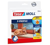 tesa INSULATION L junta de goma - Junta autoadhesiva para el aislamiento de huecos en ventanas y puertas - Marrón - 10 m x 9 mm x 5,5 mm