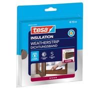 tesa INSULATION S cinta aislante - Junta de goma autoadhesiva para el aislamiento de huecos en ventanas y puertas - Marrón - 10 m x 9 mm x 4 mm