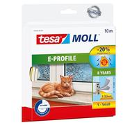 tesamoll Perfil E - Burlete de Caucho Autoadhesivo para Aislar Ventanas y Puertas y Sellar Huecos - Blanco - 10 m x 9 mm x 4 mm