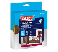 tesa INSULATION XL junta de goma - Sello autoadhesivo para el aislamiento de huecos en ventanas y puertas - Marrón - 25 m x 9 mm x 7 mm
