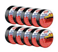 tesa Iso Tape Cinta aislante autoadhesiva - Pack de 10 - Negra - 10 m | Cinta de reparación resistente al calor - Para aislar, agrupar y fijar cables eléctricos de forma segura