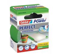 tesa Extra Power Perfect - Cinta de Reparación Reforzada en Tela para Confeccionar, Reparar, Fijar, Reforzar y Etiquetar - Verde - 2.75 m x 38 mm