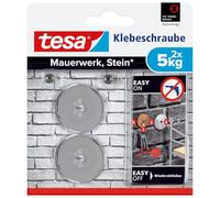 tesa Klebeschraube für Mauerwerk und Stein, Halteleistung 5 kg, rund, 2 Stück