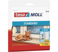 tesa moll Perfil I STANDARD - Burlete Cortavientos - Cinta Autoadhesiva de Espuma Ideal para Aislar Ventanas y Puertas del Hogar - Blanco - 6 m x 9 mm x 4 mm