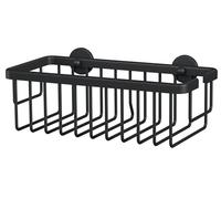 tesa MOON BLACK Estante de ducha - 250 x 92 x 125 mm | Cesta de ducha extraprofunda sin taladrar - Metal con recubrimiento en polvo - Adhesivo incluido