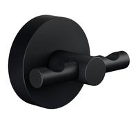 tesa® Moon Black Gancho para Albornoz - Perchero para Baño con Estilo Industrial o Estilo Moderno - Autoadhesivo, Sin Taladro - 50 mm x 65 mm x 53 mm - Negro Mate