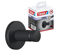 tesa® MOON BLACK Perchero para Toallas - Colgador de Toallas para Baños de Estilo Industrial o Moderno - Autoadhesivo, Sin Taladro - 37 mm x 37 mm x 36 mm - Negro Mate