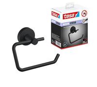 tesa® Moon Black Portarrollos de Papel Higiénico - Portarrollos Autoadhesivo Sin Tapa para Baños de Estilo Industrial y Moderno - Sin Taladro - 99 mm x 140 mm x 53 mm - Negro Mate