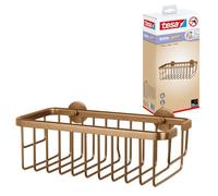 tesa MOON BRONZE Estante de ducha - 250 x 92 x 125 mm | Cesta de ducha extraprofunda sin taladrar - Un nivel - Metal con recubrimiento PVD - Adhesivo incluido