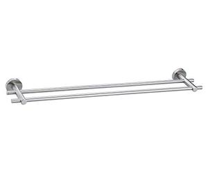 tesa Moon Colgador de toallas doble, apariencia de acero inoxidable, autoadhesivo, tecnología de montaje adhesiva, 49 x 640 x 115 mm