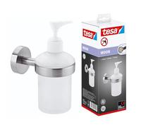tesa Moon Dispensador de jabón para baño, apariencia de acero inoxidable, autoadhesivo, tecnología de montaje adhesiva, 155 x 70 x 110 mm