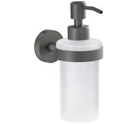 tesa® MOON GREY Dispensador de Jabón de Vidrio Satinado con Estilo Industrial o Moderno - Autoadhesivo, Sin Taladro - Capacidad de 200 ml - 171 mm x 70 mm x 119 mm - Gris Mate