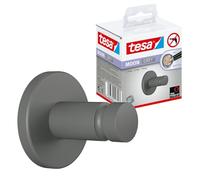 tesa® MOON GREY Perchero para Toallas - Colgador de Toallas para Baños de Estilo Industrial o Moderno - Autoadhesivo, Sin Taladro - 37 mm x 37 mm x 36 mm - Blanco Mate
