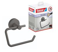 tesa Moon Grey Portarrollos de Papel higiénico sin Tapa - 140 x 99 x 53 mm | Portarrollos sin taladrar - Gris mate - Metal con recubrimiento en polvo - Adhesivo incluido