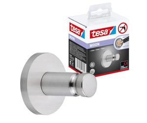 tesa Moon Percha de toallas moderna, apariencia de acero inoxidable, autoadhesiva, tecnología de montaje adhesiva, 36 x 36 x 36 mm