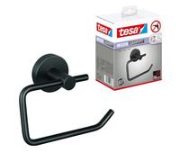 tesa Moon Portarrollos Autoadhesivo para Papel Higiénico - Metal Revestido de PVD, Cepillado en Grafito, sin Tapa - sin Taladrar, Incluye Solución Adhesiva - 99 mm x 140 mm x 53 mm