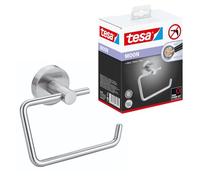 tesa Moon Portarrollos para papel higiénico, aspecto de acero inoxidable, autoadhesivo, tecnología de montaje adhesiva, 105 x 138 x 50 mm