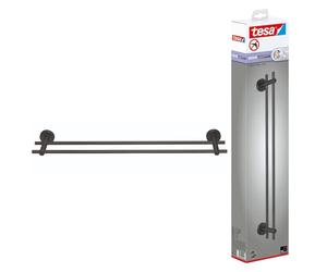 tesa® Moon Toallero Autoadhesivo de Doble Barra - Secatoallas de Metal Revestido de PVD, Cepillado en Grafito - sin Taladrar, Incluye Solución Adhesiva - 112 mm x 640 mm x 50 mm